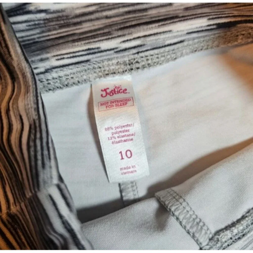 Justice Active Cropped Leggings | Girls Size 10 | Gray Black Space-Dye | EUC